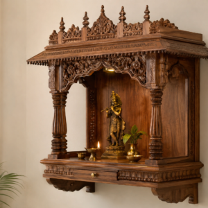 Handcrafted wooden wall temple by Vishwakarma Antique Arts